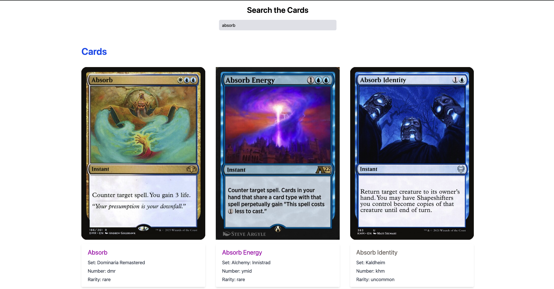 Skryfall (Card Game) API